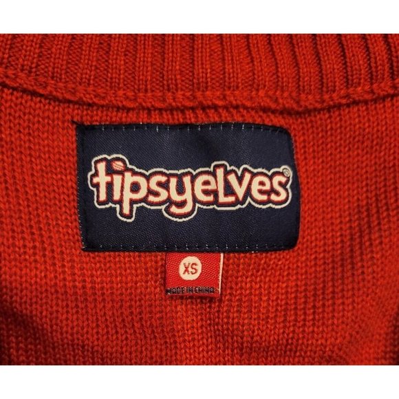 New Tipsy Elves Canada Maple Leaf V Neck Sweater Red White Sz XS - Picture 4 of 6